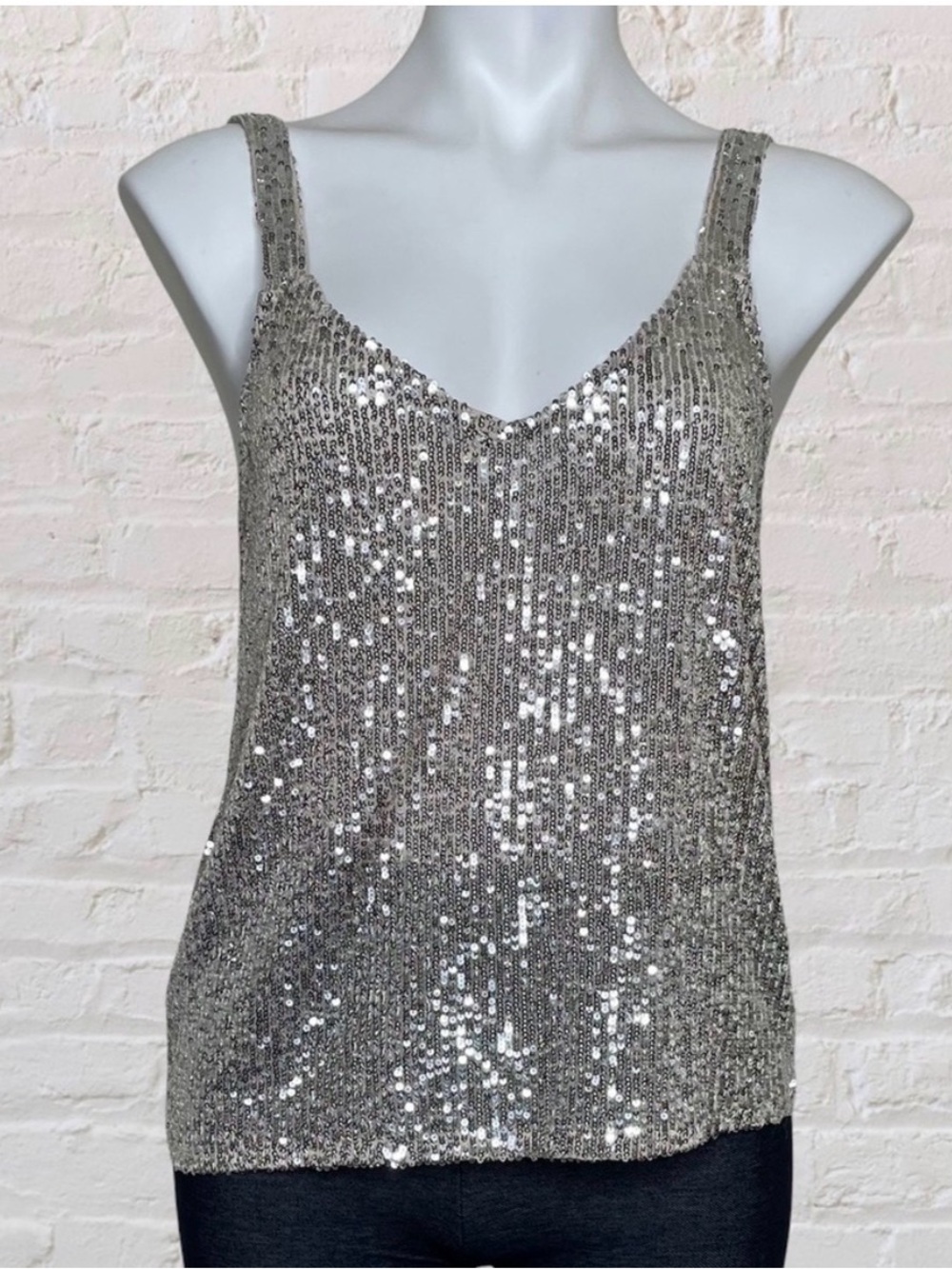 altar'd state silver sequin tank top medium